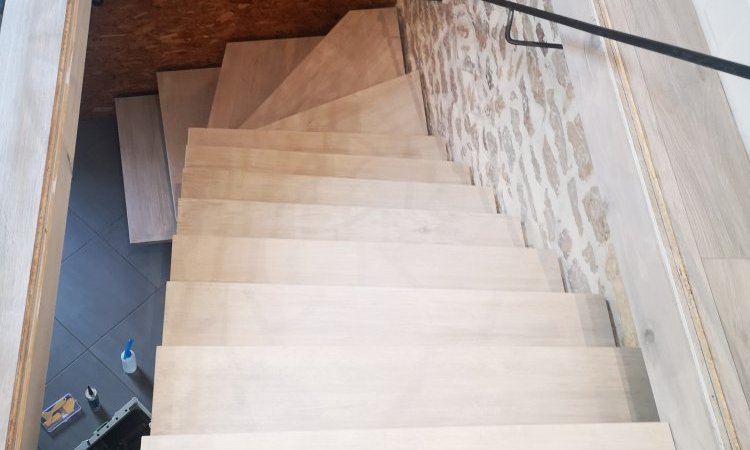 Pose et installation d'escalier en ferraille sur mesure dans une maison individuelle par menuiser vers Losne